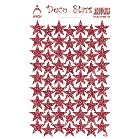 Arch Holografické dekorační samolepky Hvězdičky červené hladké 12 x 18 cm