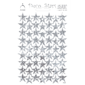 Arch Holografické dekorační samolepky Hvězdičky stříbrné hladké 12 x 18 cm