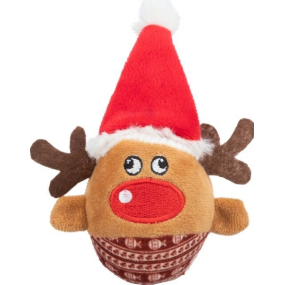Trixie Xmas Reindeer vánoční plyšový míček sob, chrastící 6 x 12 cm