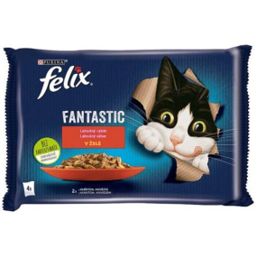 Felix Fantastic Multipack hovězí a kuřecí v želé, kompletní krmivo pro dospělé kočky 4 x 85 g