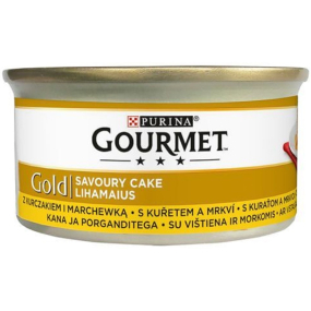 Gourmet Gold Savoury Cake hrubá paštika s kuřecím a mrkví konzerva pro dospělé kočky 85 g
