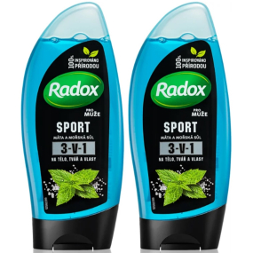 Radox Men Sporty Watermint & Sea Minerals 3v1 sprchový gel a šampon pro muže 2 x 250 ml, duopack
