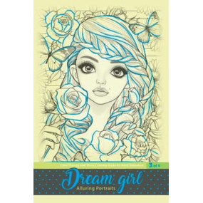 Ditipo Relaxační omalovánky Dream girl v pevné vazbě A4 zelené 10 stran