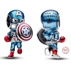 Charm Sterlingové stříbro 925 Marvel The Avengers Captain America, korálek na náramek, film