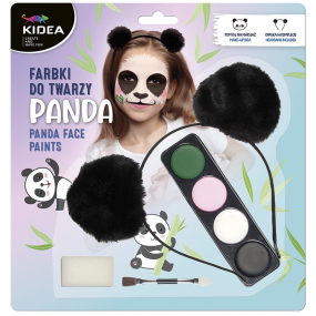 Kidea Panda barvy na obličej + houbička + štětec + čelenka, kreativní sada