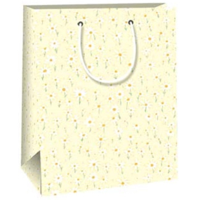 Ditipo Dárková papírová taška 18 x 10 x 22,7 cm Žlutá, bílé kvítečka