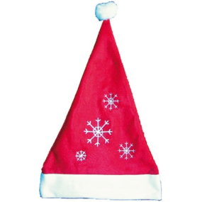Mikuláš / Santa vánoční čepice červená s vločkami 40 x 30 cm 1 kus