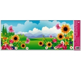 Okenní fólie bez lepidla krajinka s růžovým motýlem 60 x 22, 5 cm 1 kus