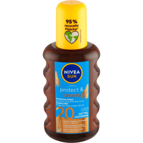 Nivea Sun Protect & Bronze OF20 olej na opalování podporující zhnědnutí 200 ml sprej