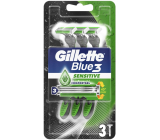 Gillette Blue 3 Sensitive 3břitý jednorázový holící strojek pro muže 3 kusy