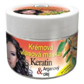 Bione Cosmetics Keratin & Arganový olej krémová vlasová maska pro všechny typy vlasů 260 ml